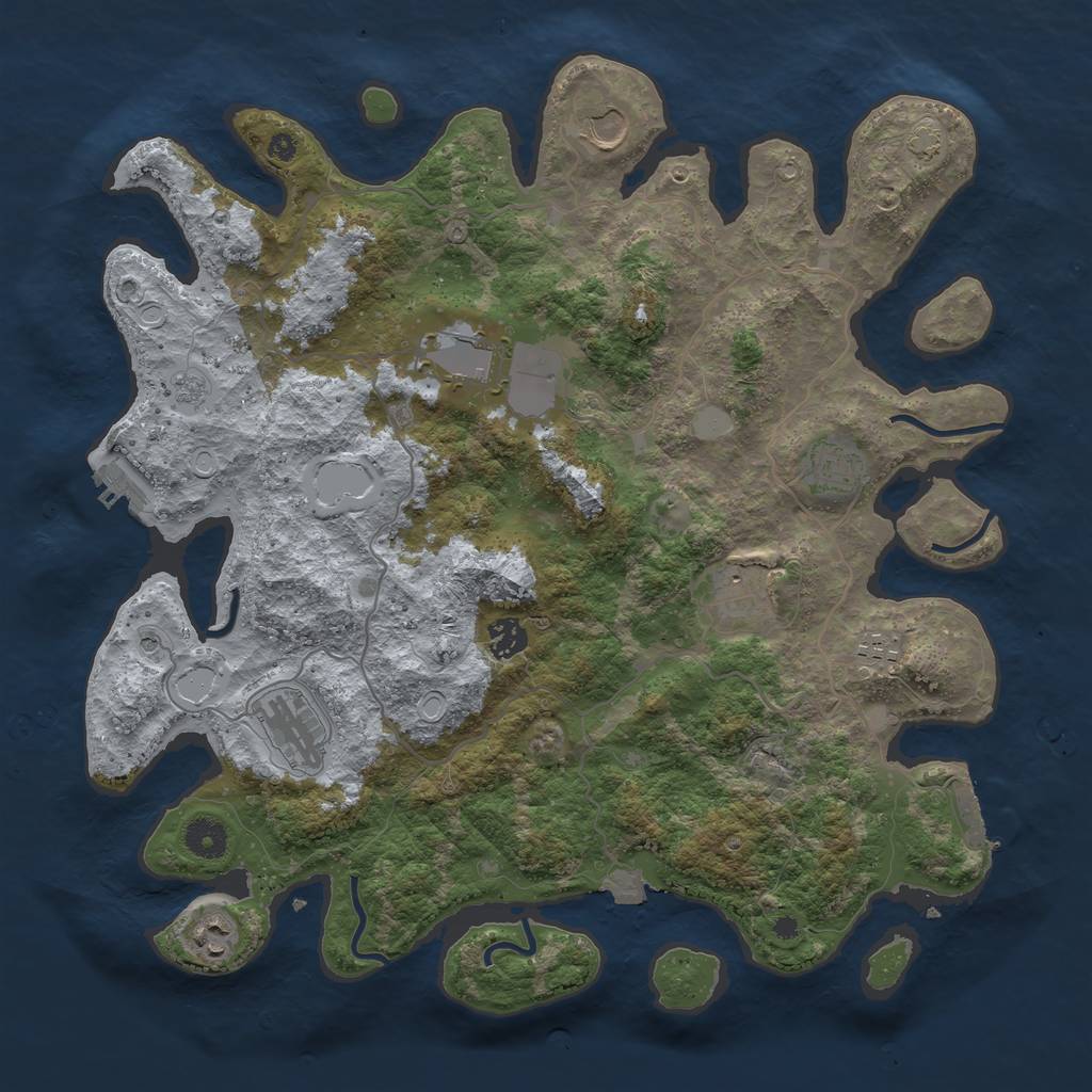 Rust Map: Procedural Map, Size: 4000, Seed: 61273980, 16 Monuments