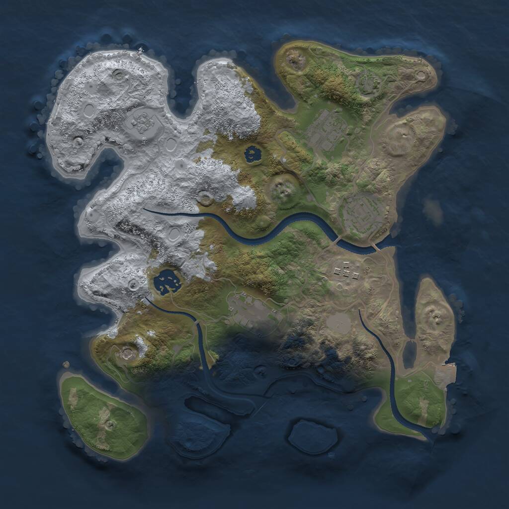 Rust Map: Procedural Map, Size: 3000, Seed: 530849623, 9 Monuments