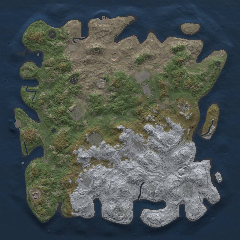 Rust Map: Procedural Map, Size: 4500, Seed: 860575842, 18 Monuments