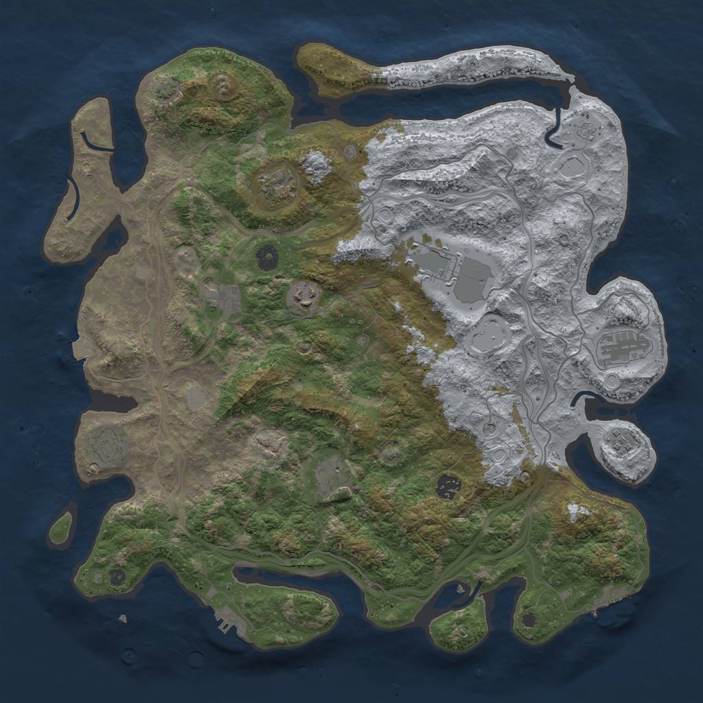 Rust Map: Procedural Map, Size: 4300, Seed: 1184764397, 17 Monuments