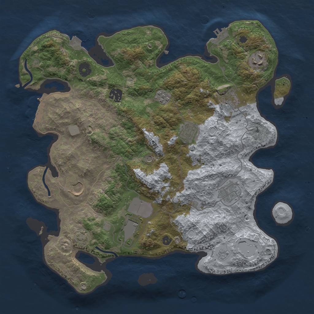 Rust Map: Procedural Map, Size: 3500, Seed: 102247912, 16 Monuments