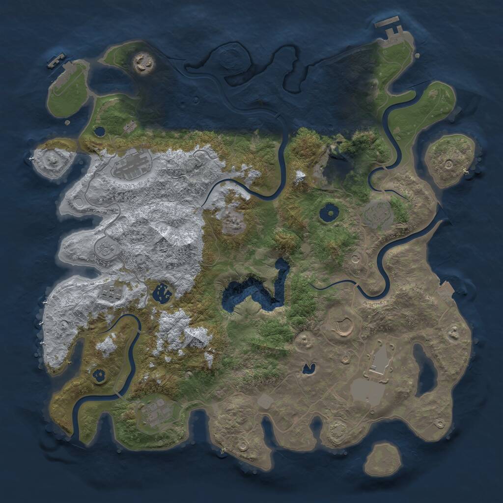 Rust Map: Procedural Map, Size: 4050, Seed: 2026486423, 15 Monuments