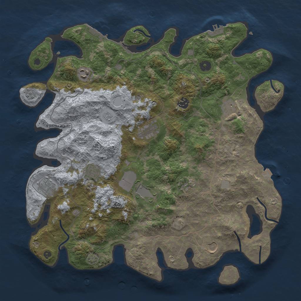 Rust Map: Procedural Map, Size: 4050, Seed: 2026486423, 18 Monuments