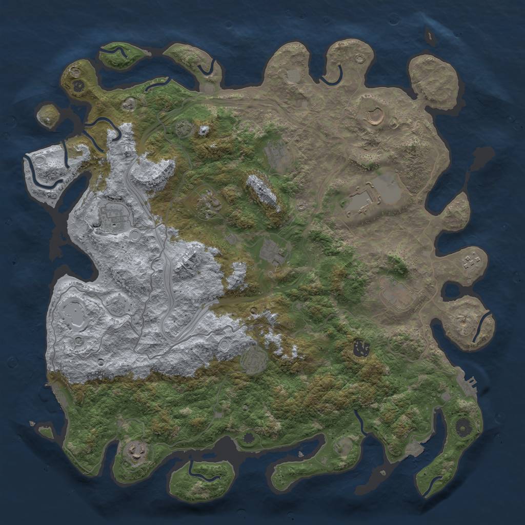 Rust Map: Procedural Map, Size: 4500, Seed: 205679320, 19 Monuments