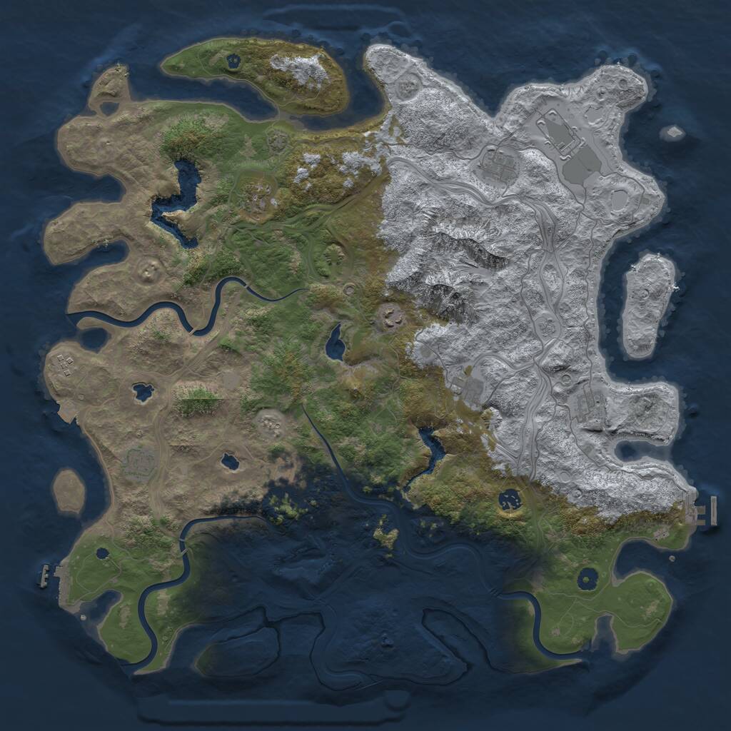 Rust Map: Procedural Map, Size: 5000, Seed: 150794950, 16 Monuments