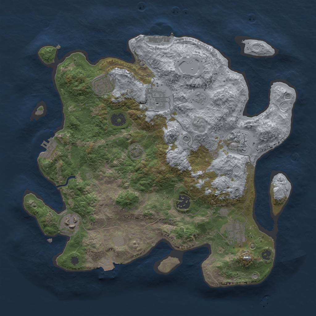 Rust Map: Procedural Map, Size: 3300, Seed: 234372771, 14 Monuments