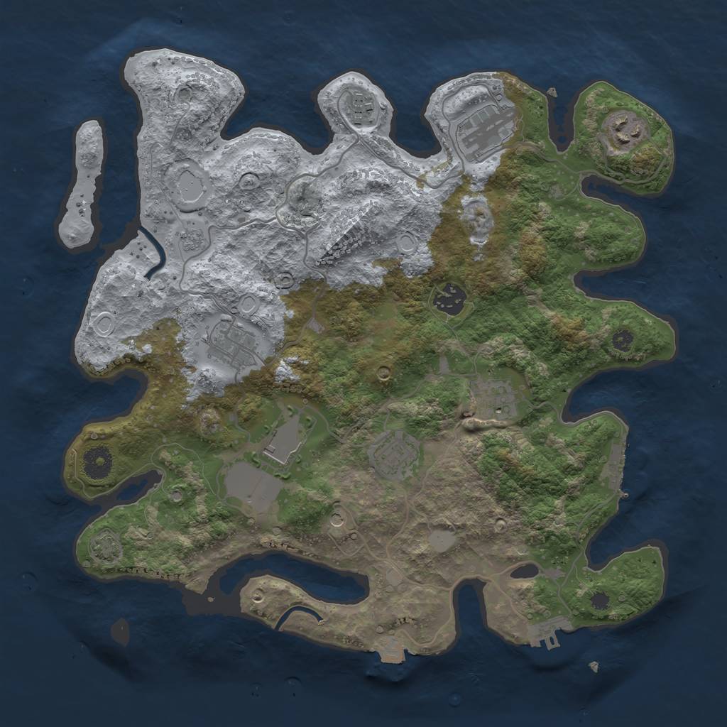 Rust Map: Procedural Map, Size: 3500, Seed: 629484700, 16 Monuments