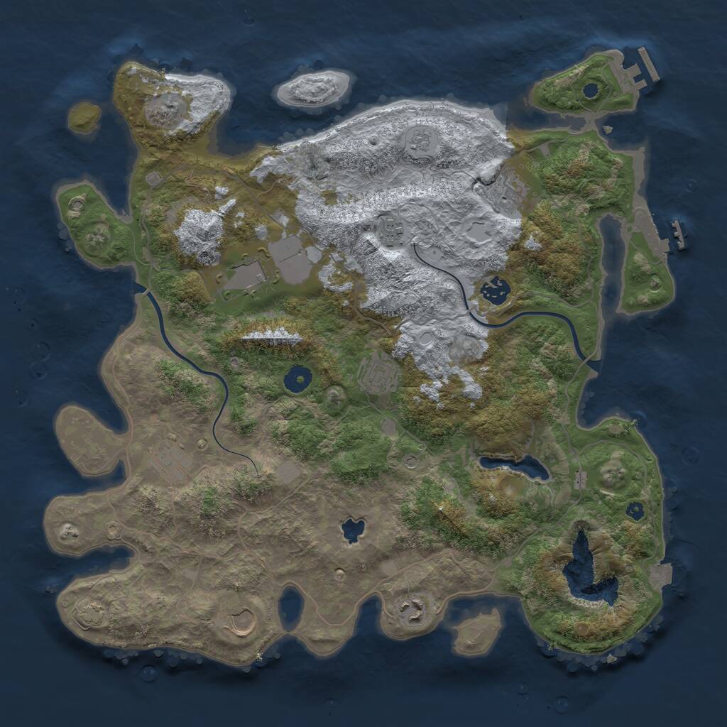 Rust Map: Procedural Map, Size: 4000, Seed: 496456, 14 Monuments