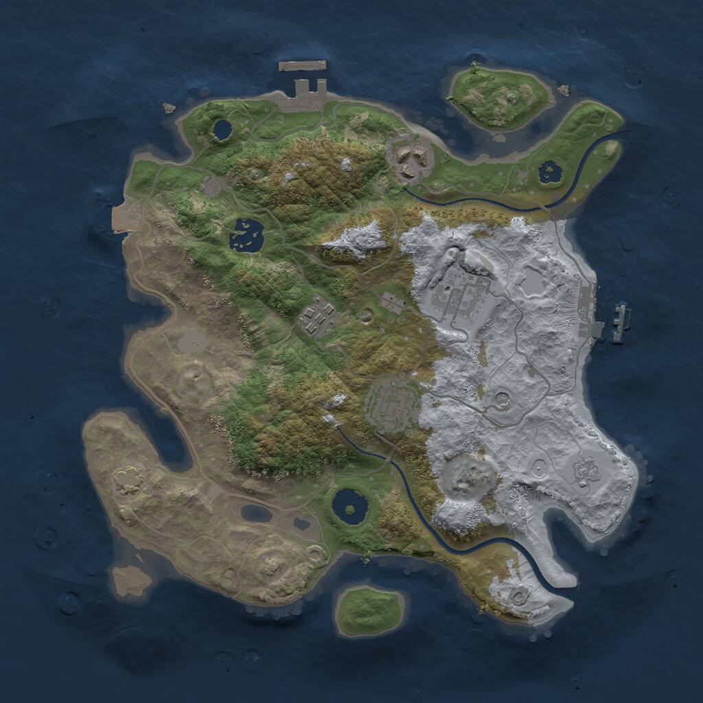 Rust Map: Procedural Map, Size: 3000, Seed: 497476056, 11 Monuments