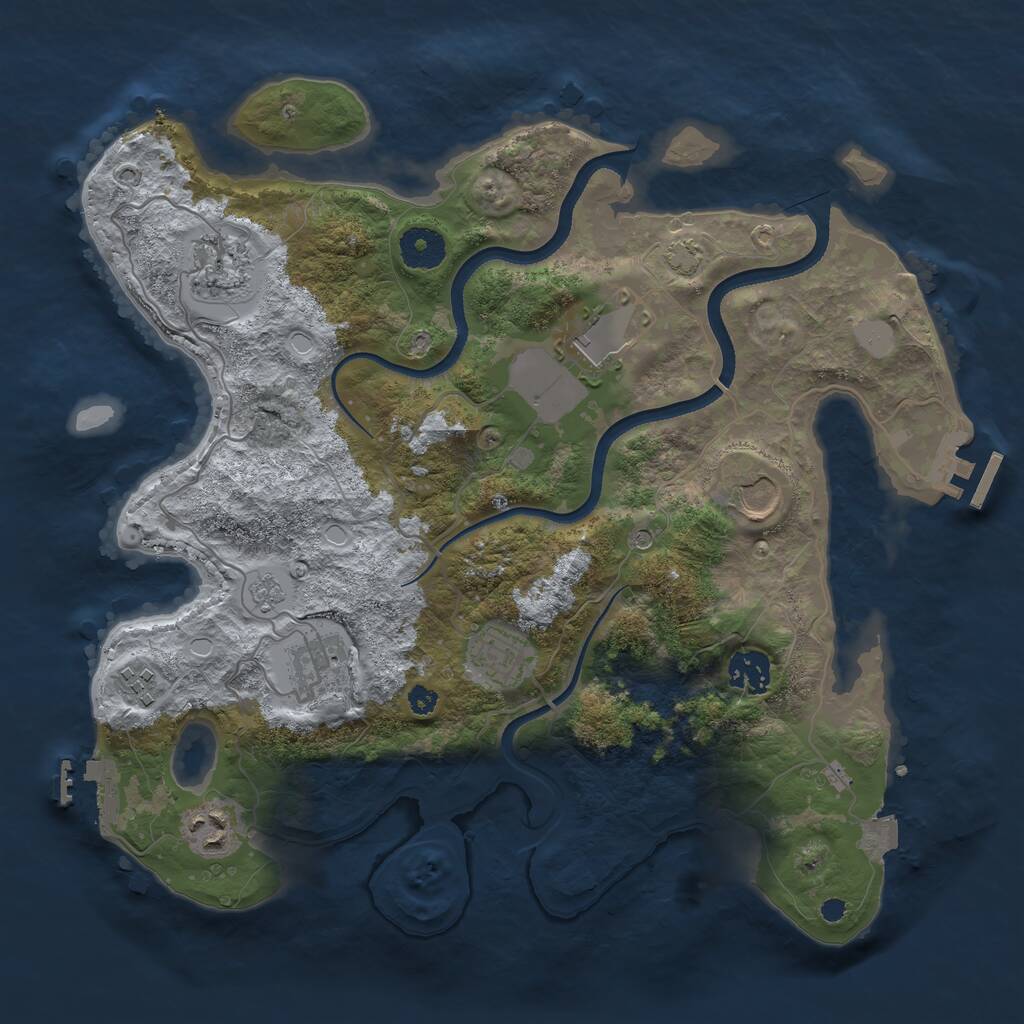 Rust Map: Procedural Map, Size: 3500, Seed: 223738075, 14 Monuments