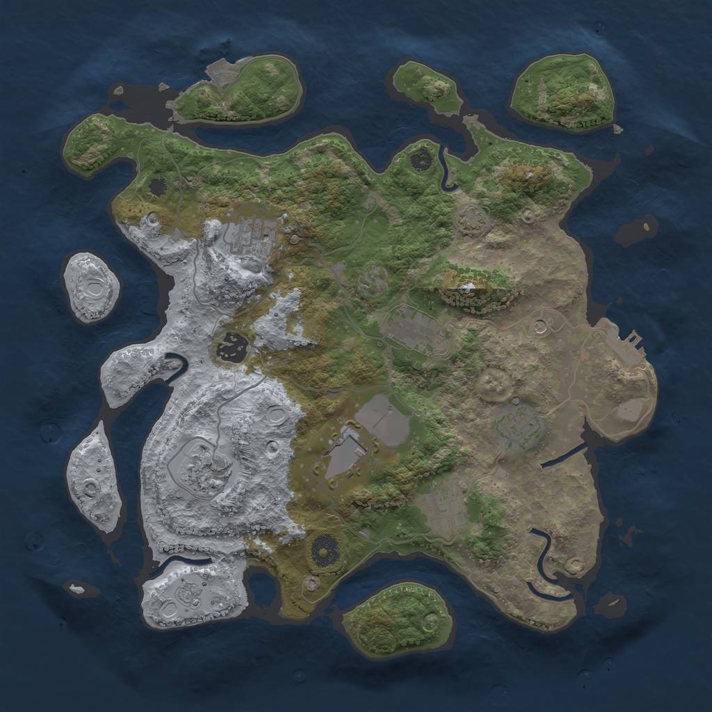 Rust Map: Procedural Map, Size: 3500, Seed: 623751551, 14 Monuments