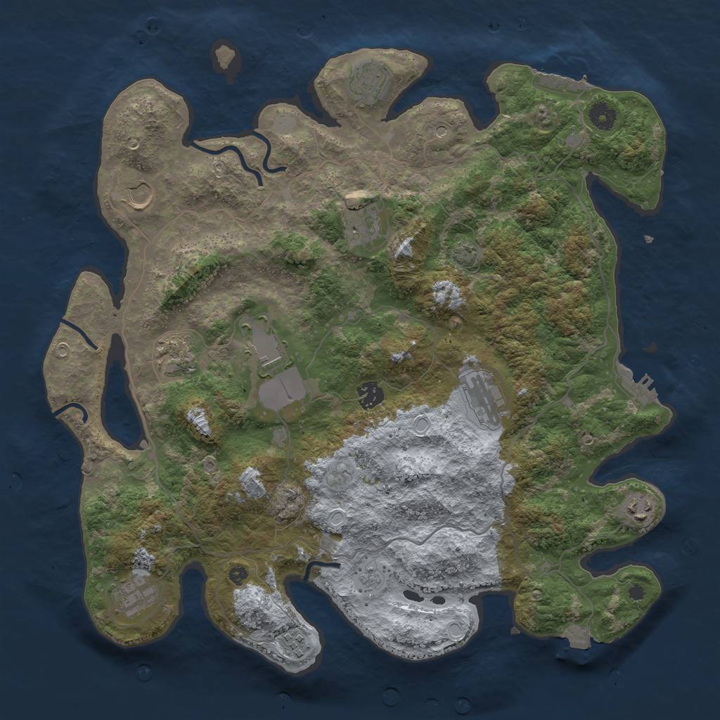 Rust Map: Procedural Map, Size: 4000, Seed: 2046094364, 18 Monuments
