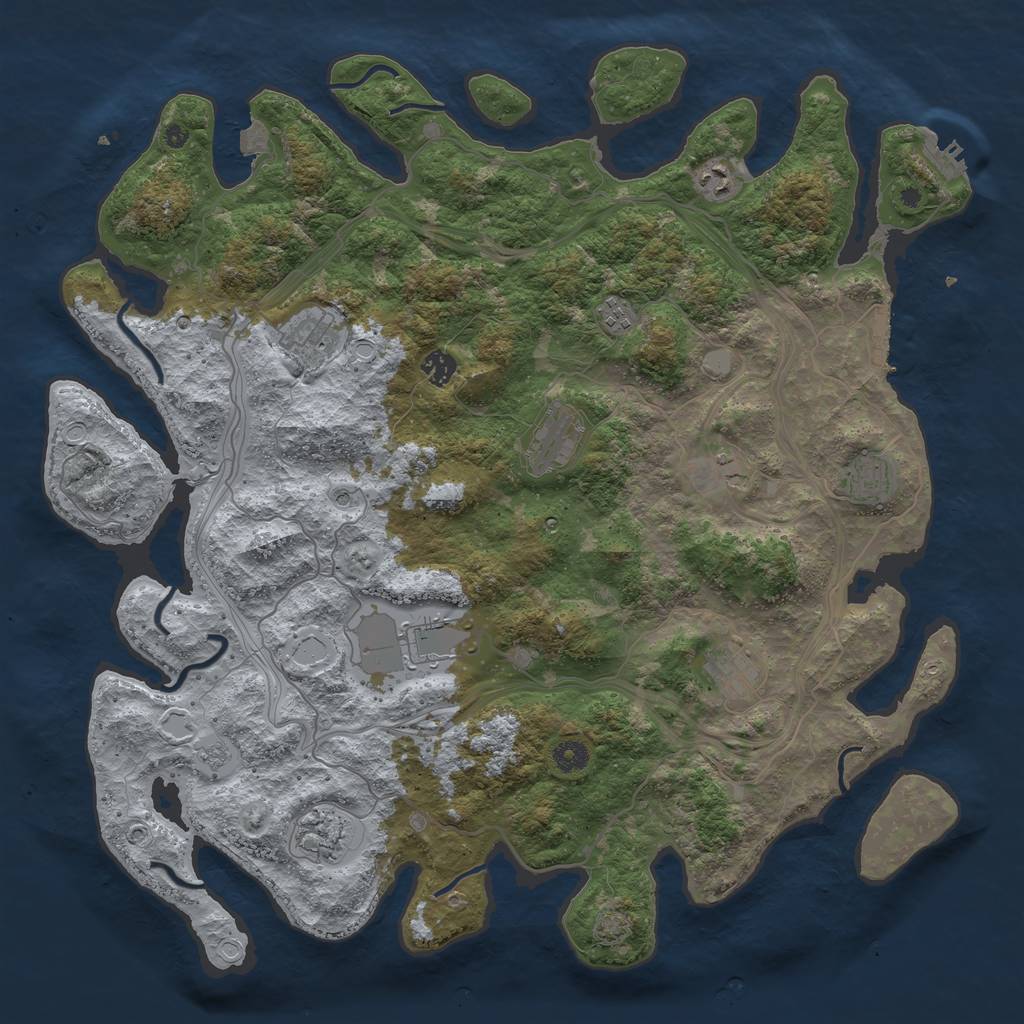 Rust Map: Procedural Map, Size: 4500, Seed: 967719655, 18 Monuments