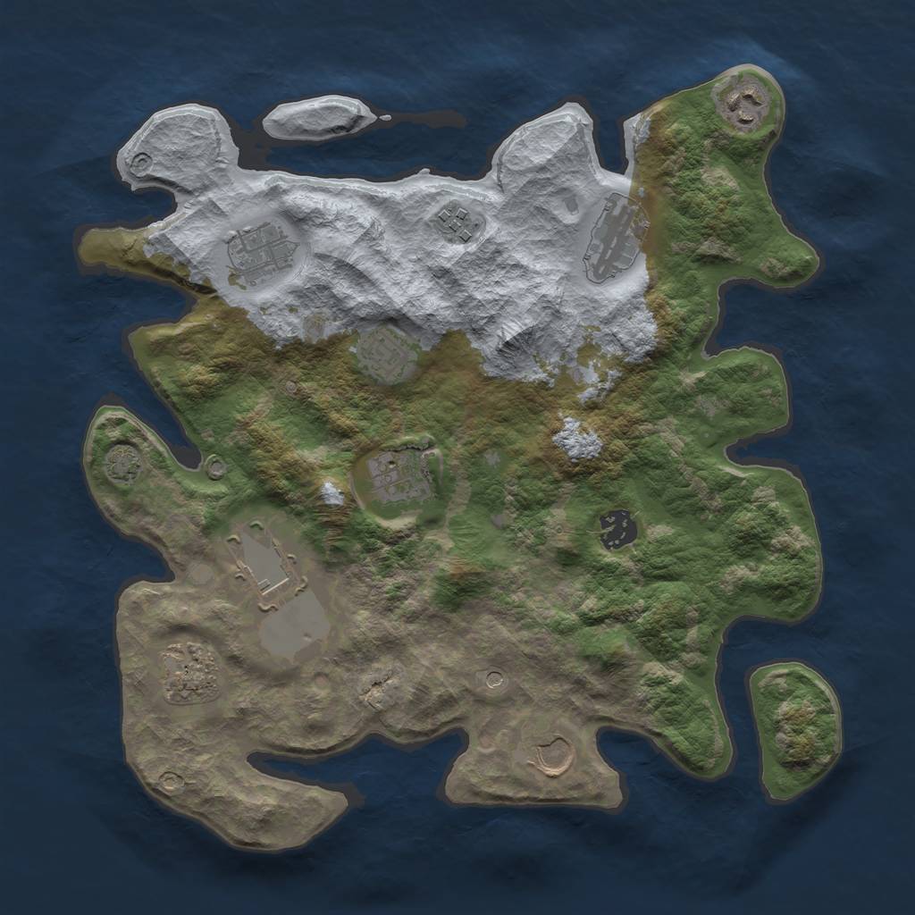 Rust Map: Barren, Size: 3500, Seed: 708926426, 14 Monuments