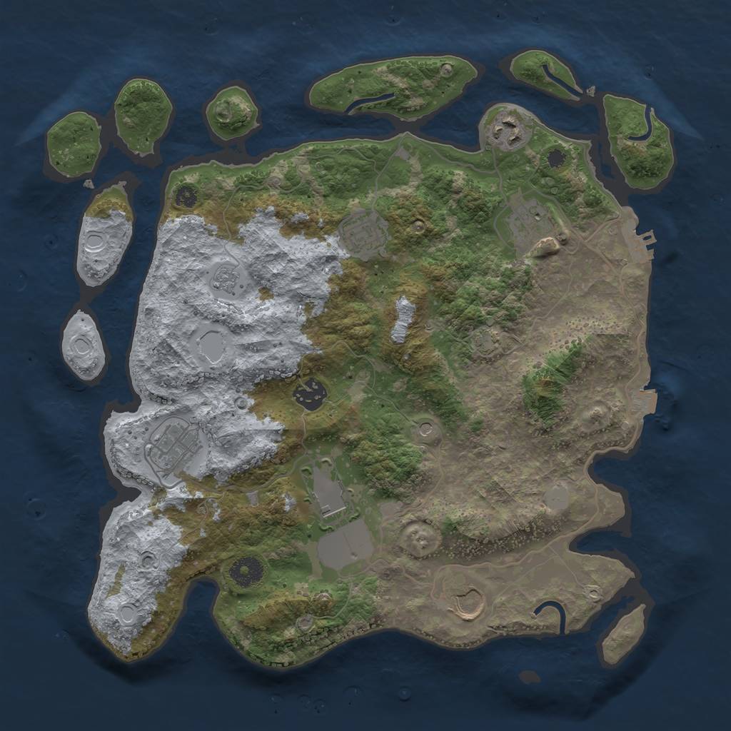 Rust Map: Procedural Map, Size: 3500, Seed: 649343001, 14 Monuments