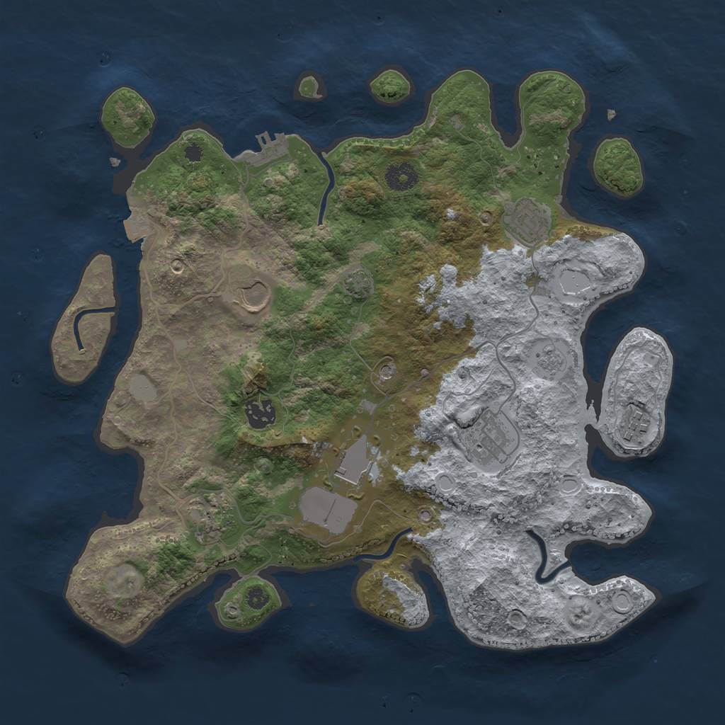 Rust Map: Procedural Map, Size: 3500, Seed: 349811, 14 Monuments