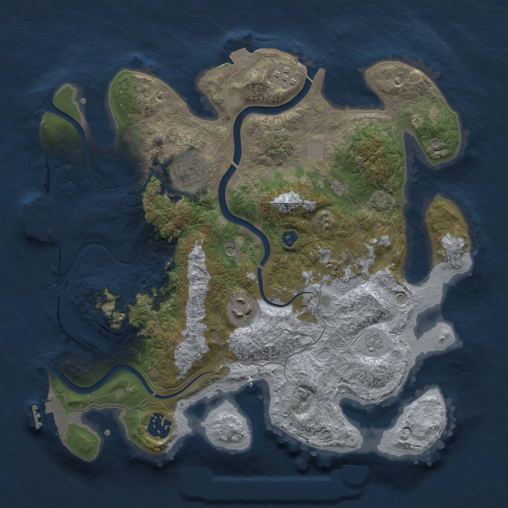 Rust Map: Procedural Map, Size: 3250, Seed: 839754296, 11 Monuments