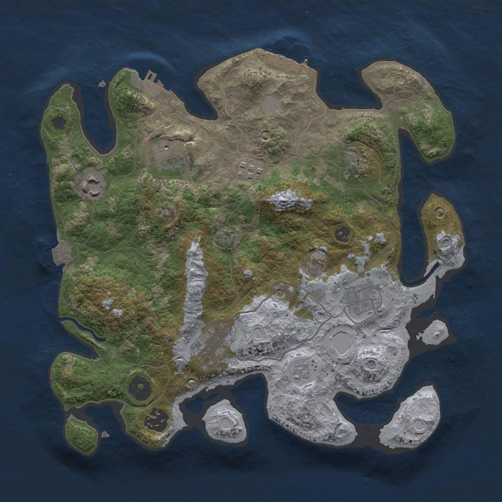 Rust Map: Procedural Map, Size: 3250, Seed: 839754296, 15 Monuments