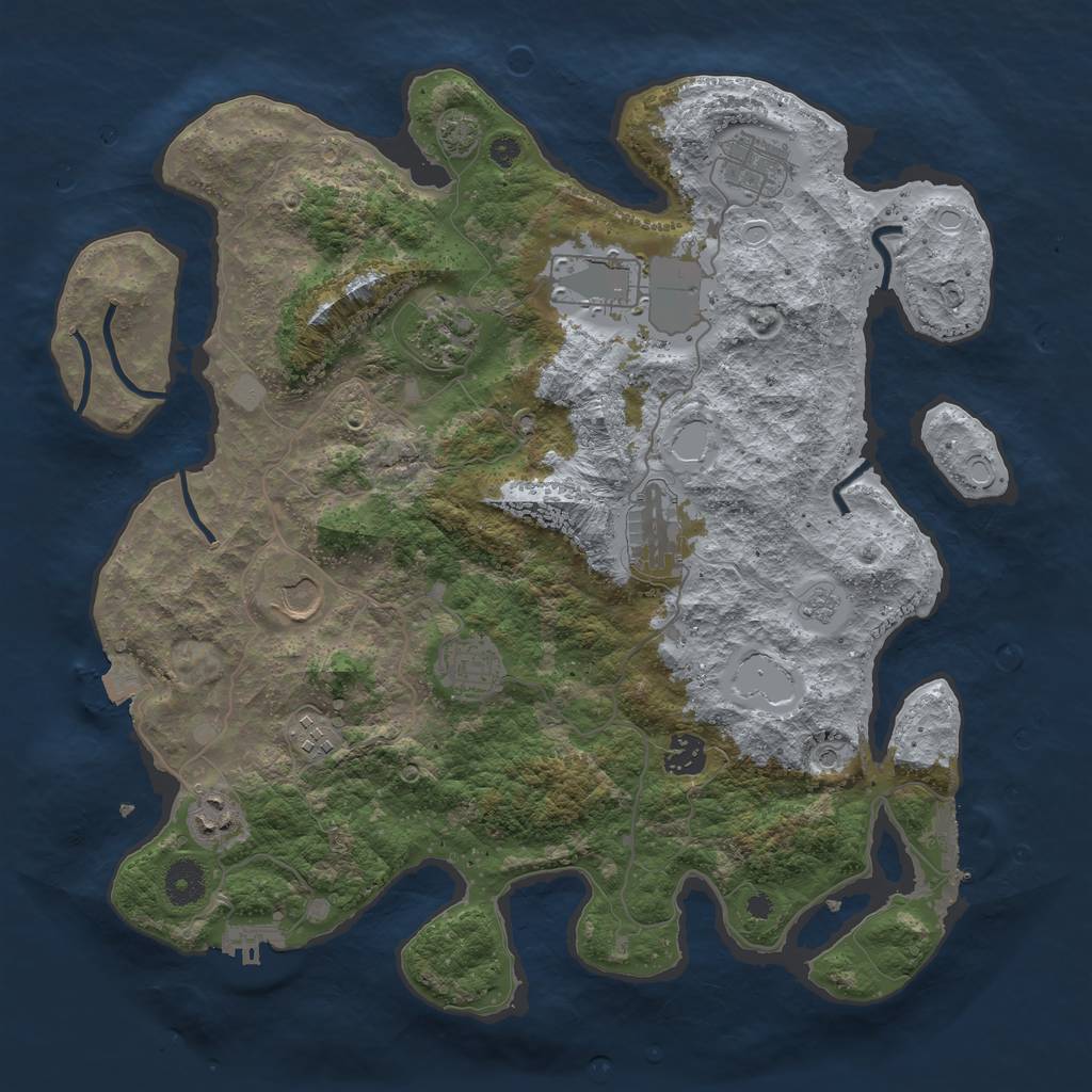 Rust Map: Procedural Map, Size: 3800, Seed: 2002774339, 17 Monuments