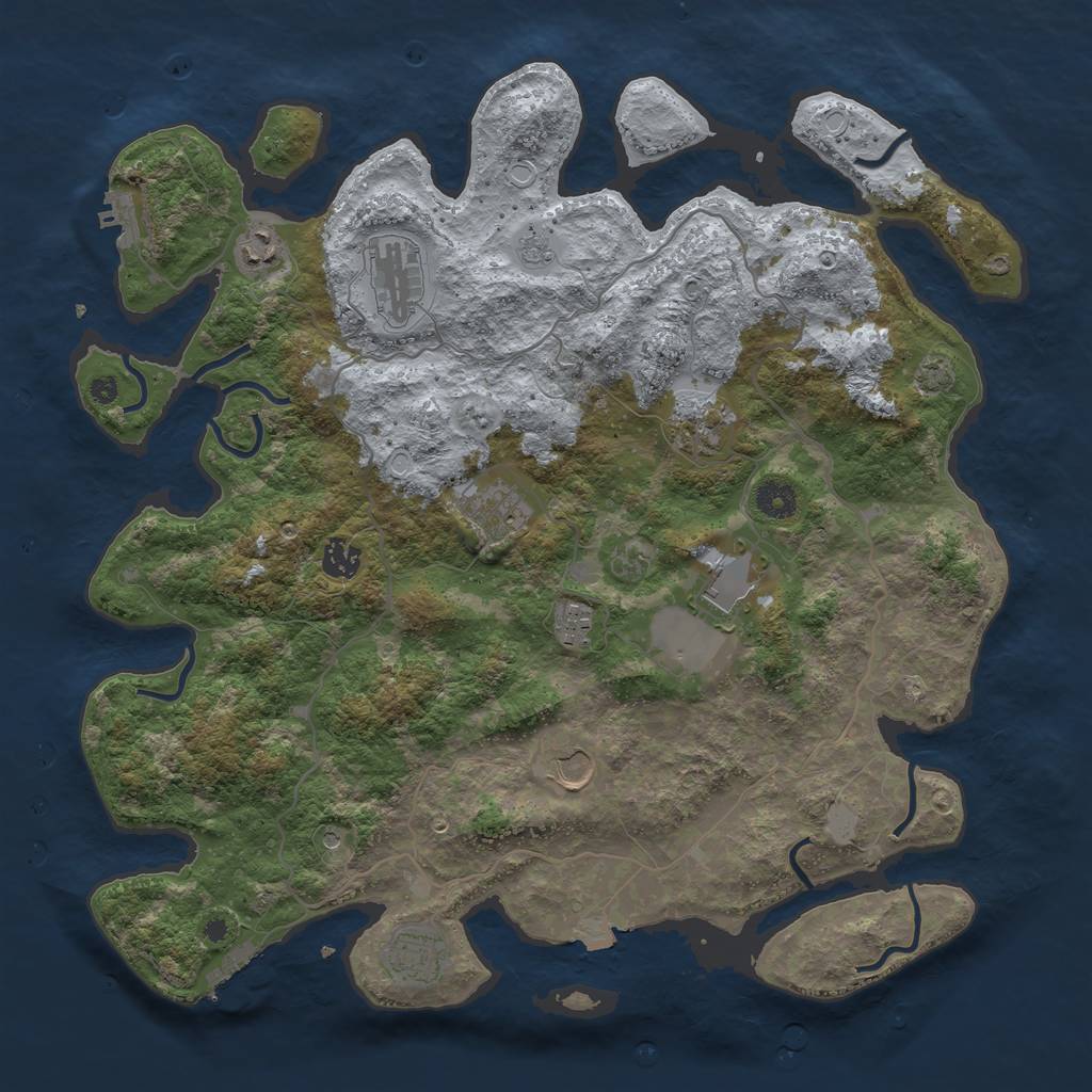 Rust Map: Procedural Map, Size: 4096, Seed: 6861, 17 Monuments