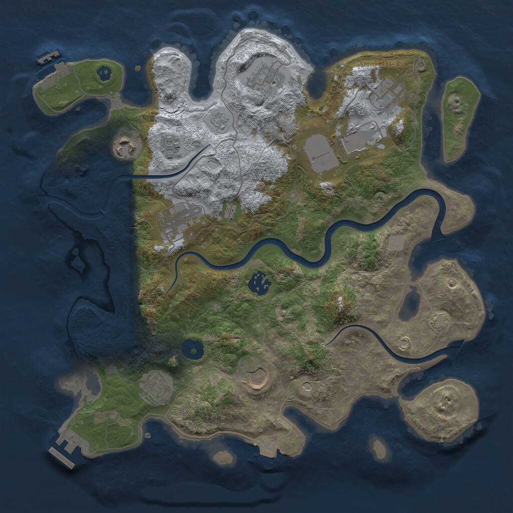 Rust Map: Procedural Map, Size: 3500, Seed: 26678935, 15 Monuments