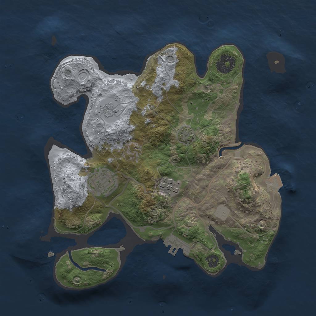 Rust Map: Procedural Map, Size: 2500, Seed: 352560513, 8 Monuments
