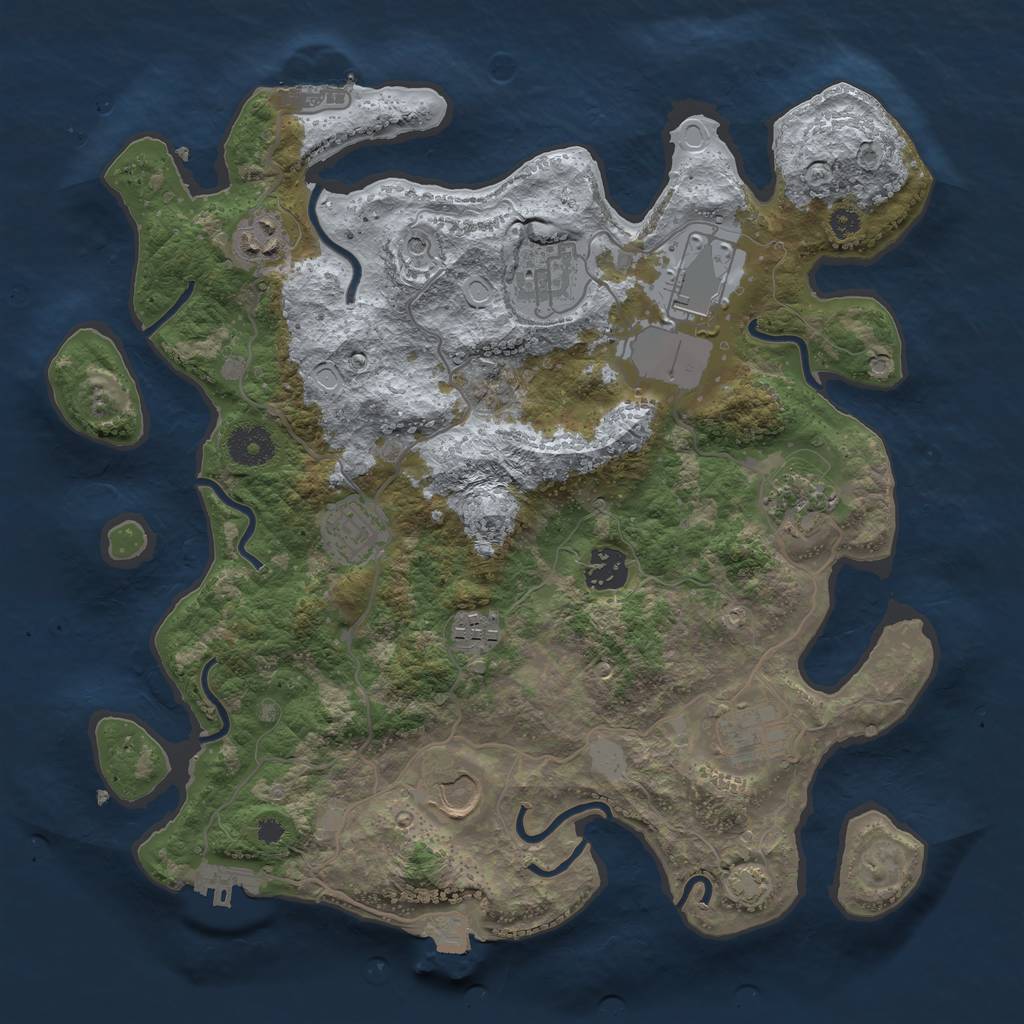 Rust Map: Procedural Map, Size: 3500, Seed: 21863589, 16 Monuments