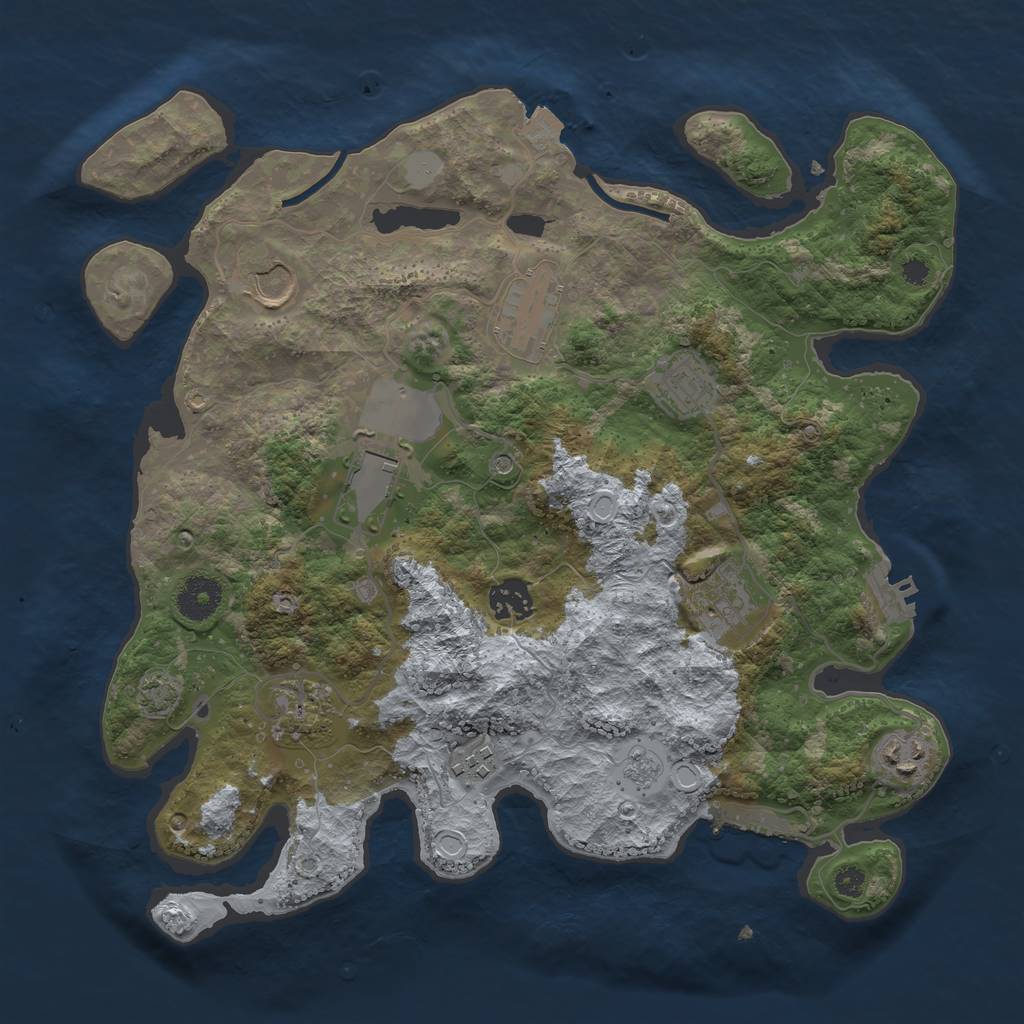 Rust Map: Procedural Map, Size: 3500, Seed: 1869815972, 17 Monuments