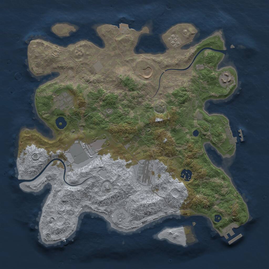 Rust Map: Procedural Map, Size: 3500, Seed: 20072023, 13 Monuments