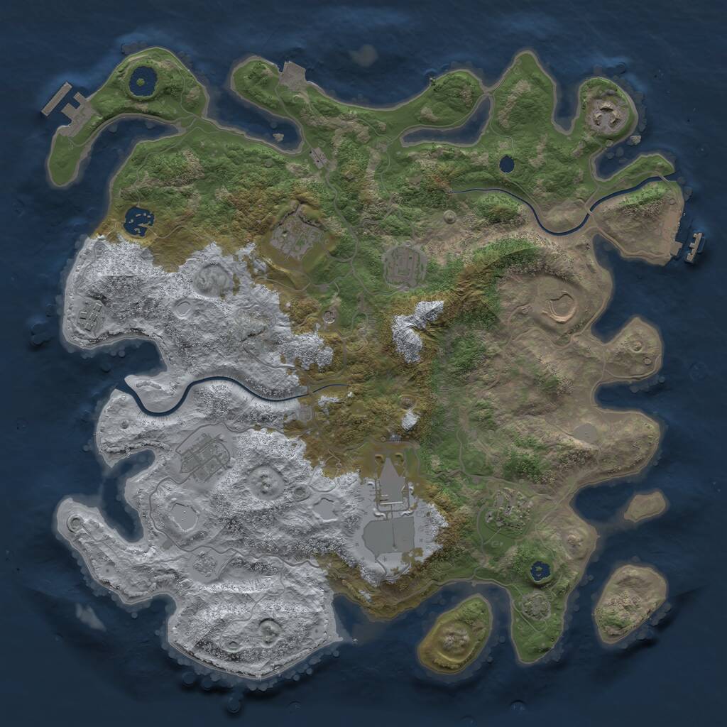 Rust Map: Procedural Map, Size: 3750, Seed: 23142201, 15 Monuments