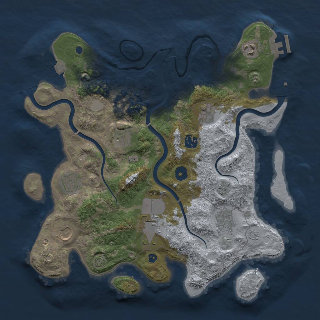 Rust Map: Procedural Map, Size: 3550, Seed: 56189642, 14 Monuments