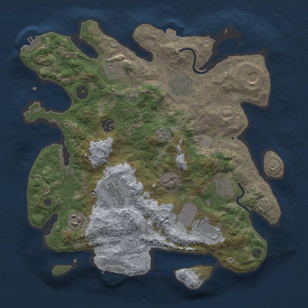Rust Map: Procedural Map, Size: 3550, Seed: 24984150, 16 Monuments