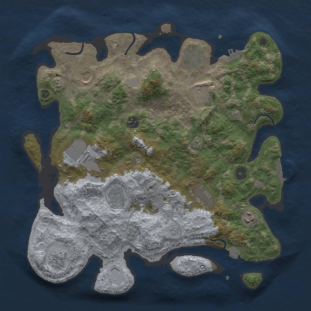 Rust Map: Procedural Map, Size: 3850, Seed: 72392478, 18 Monuments