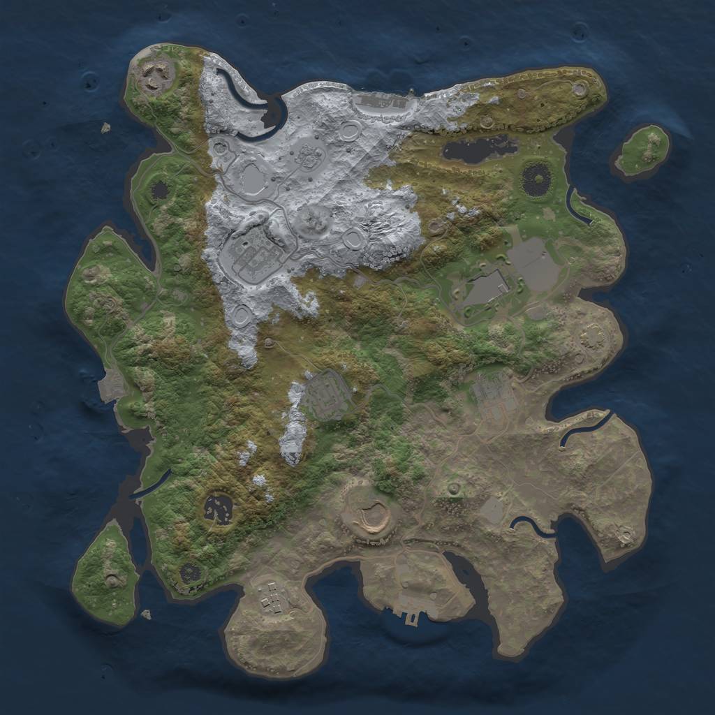 Rust Map: Procedural Map, Size: 3500, Seed: 2783709, 16 Monuments