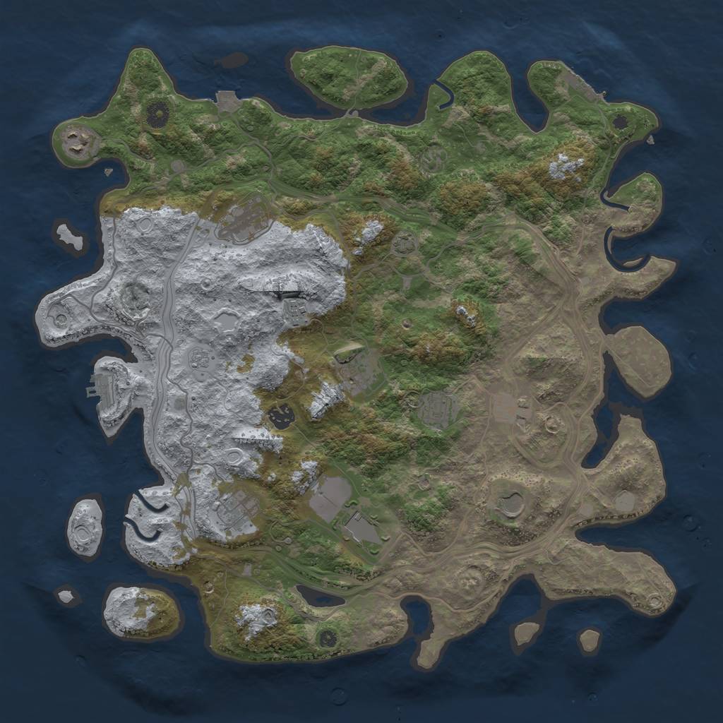 Rust Map: Procedural Map, Size: 4300, Seed: 90406539, 18 Monuments