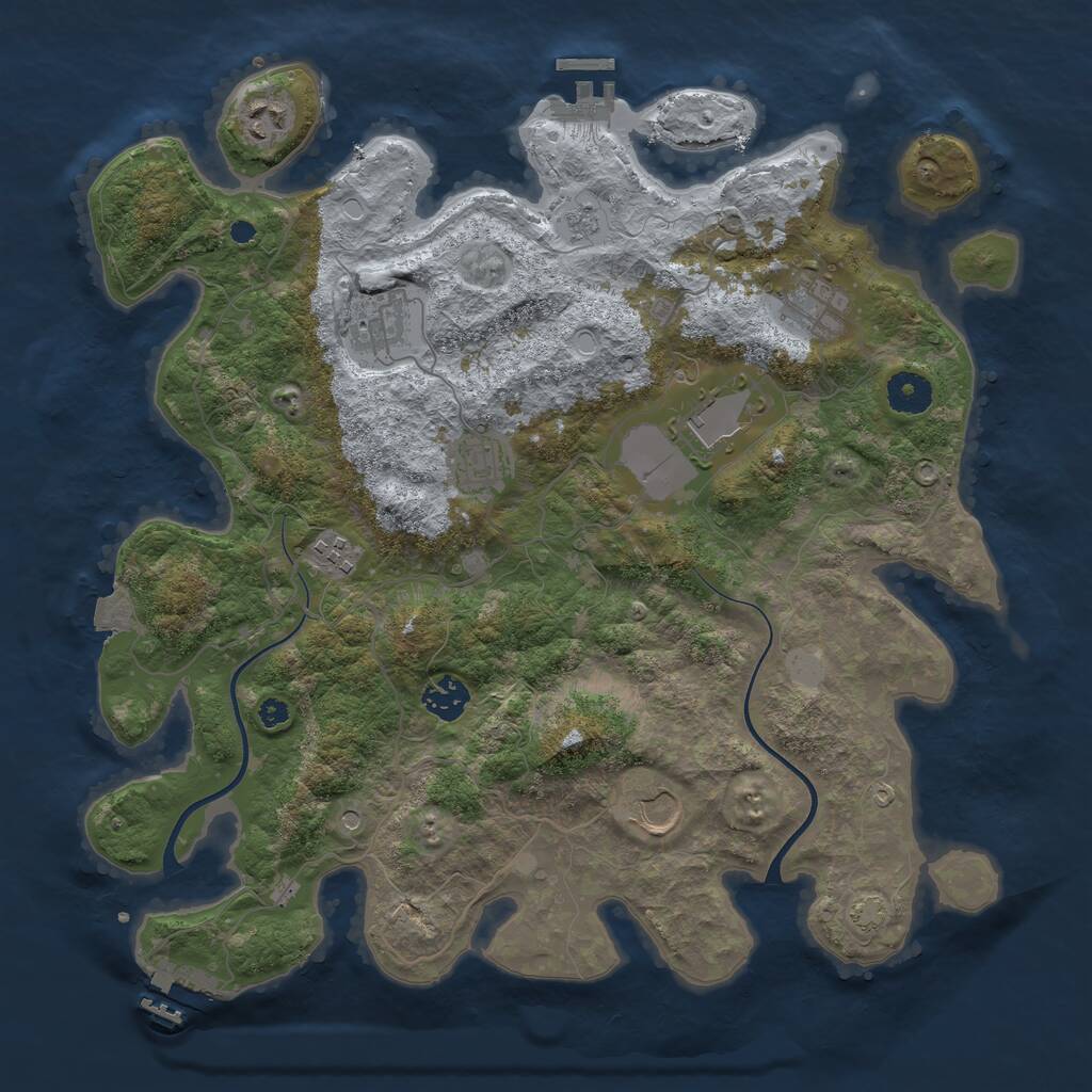 Rust Map: Procedural Map, Size: 3750, Seed: 73347095, 14 Monuments