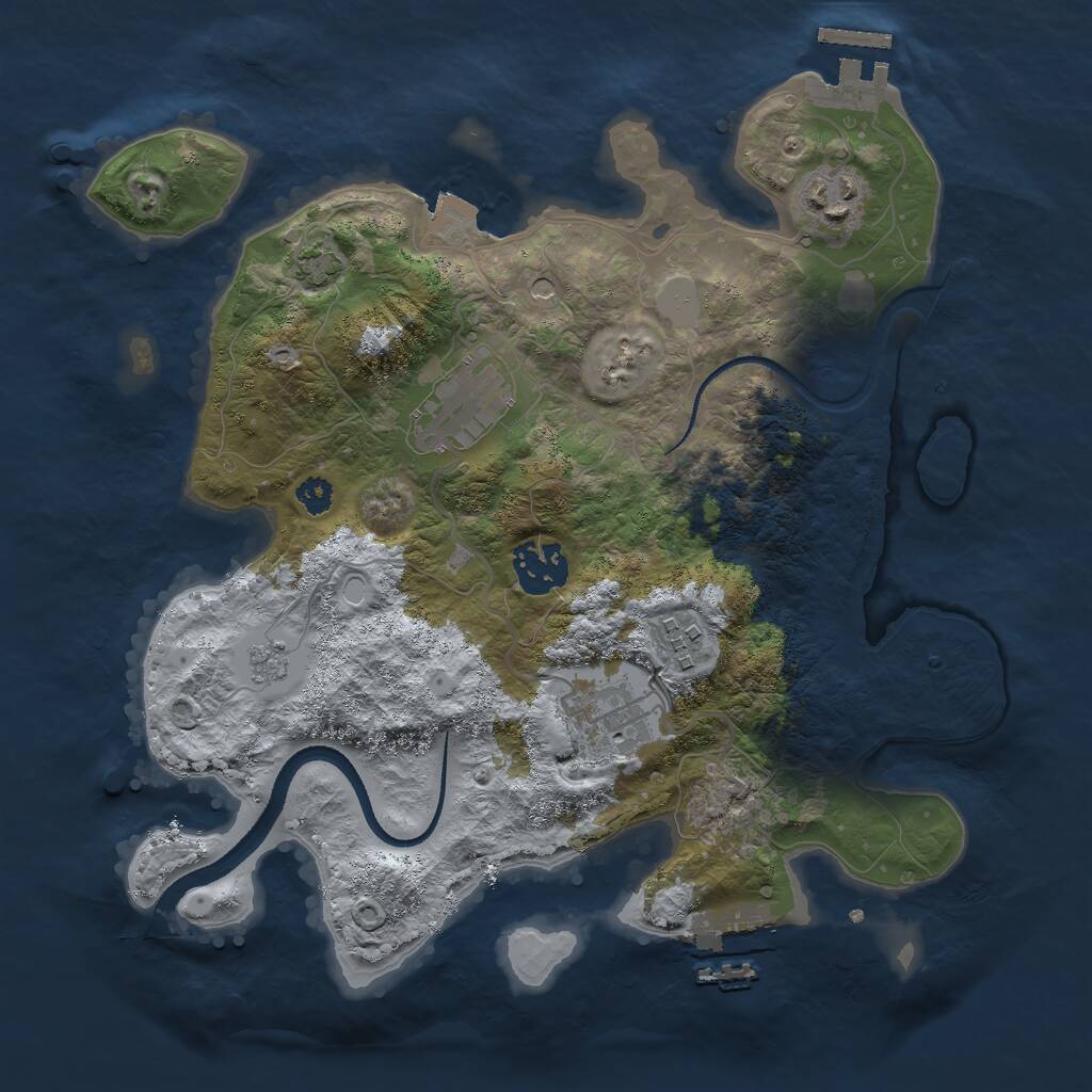 Rust Map: Procedural Map, Size: 3000, Seed: 2077395150, 11 Monuments