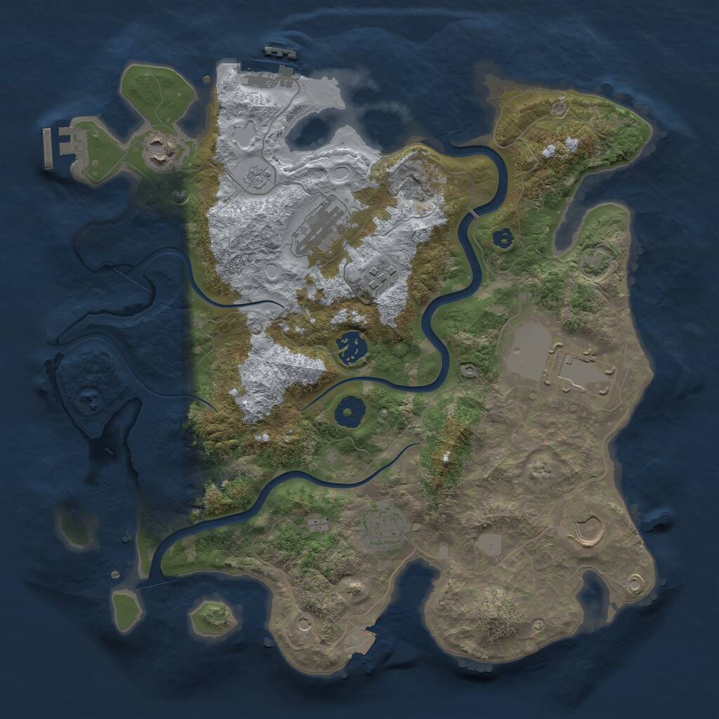 Rust Map: Procedural Map, Size: 3500, Seed: 287680342, 13 Monuments