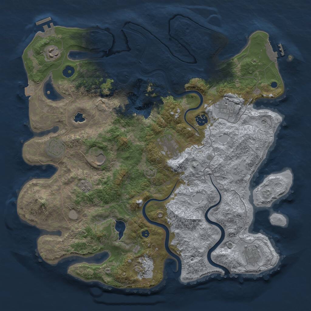 Rust Map: Procedural Map, Size: 4000, Seed: 1457821410, 15 Monuments