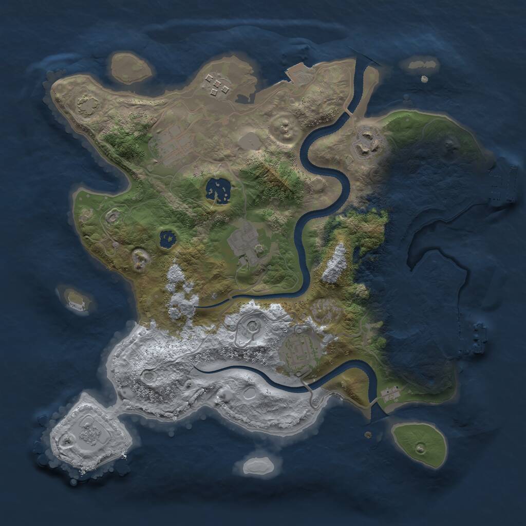Rust Map: Procedural Map, Size: 3000, Seed: 728145668, 12 Monuments
