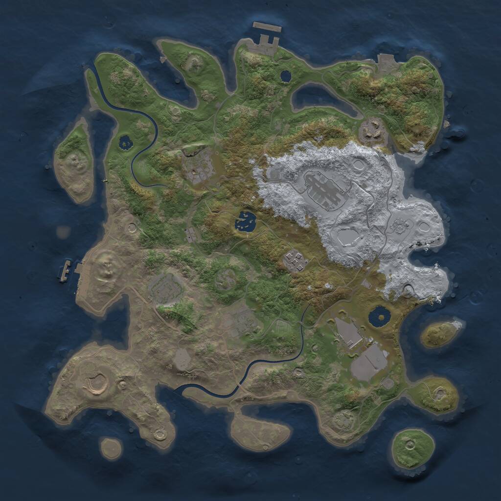 Rust Map: Procedural Map, Size: 3550, Seed: 72439281, 15 Monuments