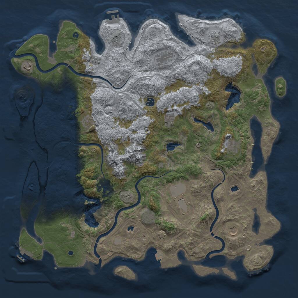 Rust Map: Procedural Map, Size: 5000, Seed: 1267653740, 17 Monuments