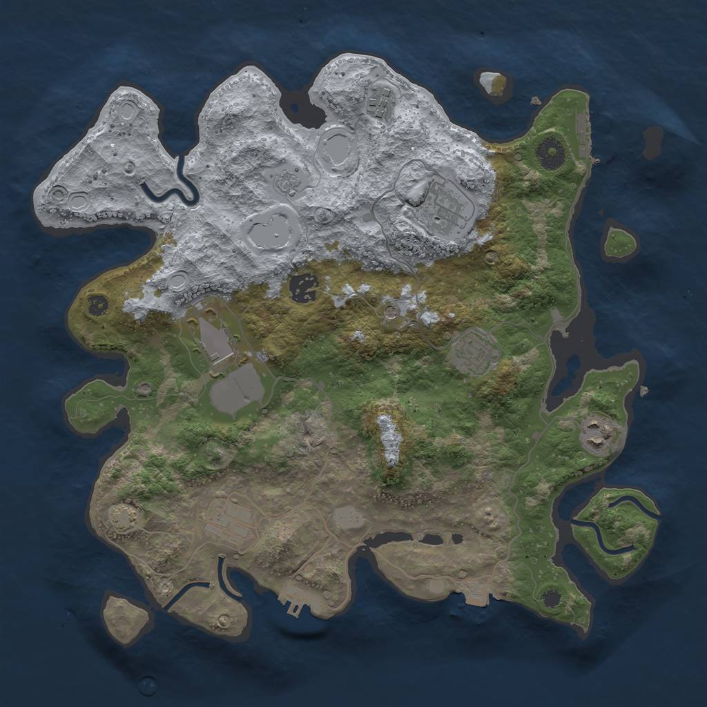 Rust Map: Procedural Map, Size: 3500, Seed: 1299305494, 15 Monuments