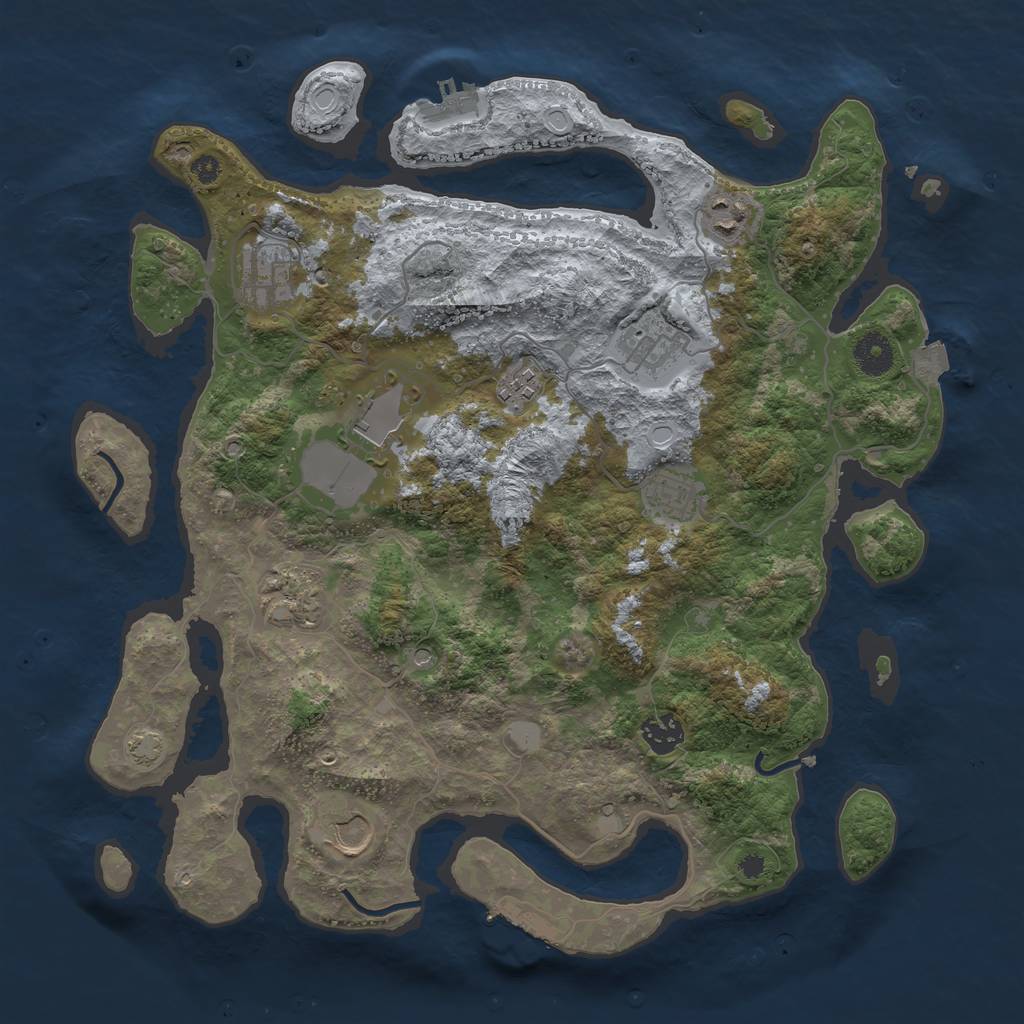 Rust Map: Procedural Map, Size: 3750, Seed: 43474858, 16 Monuments