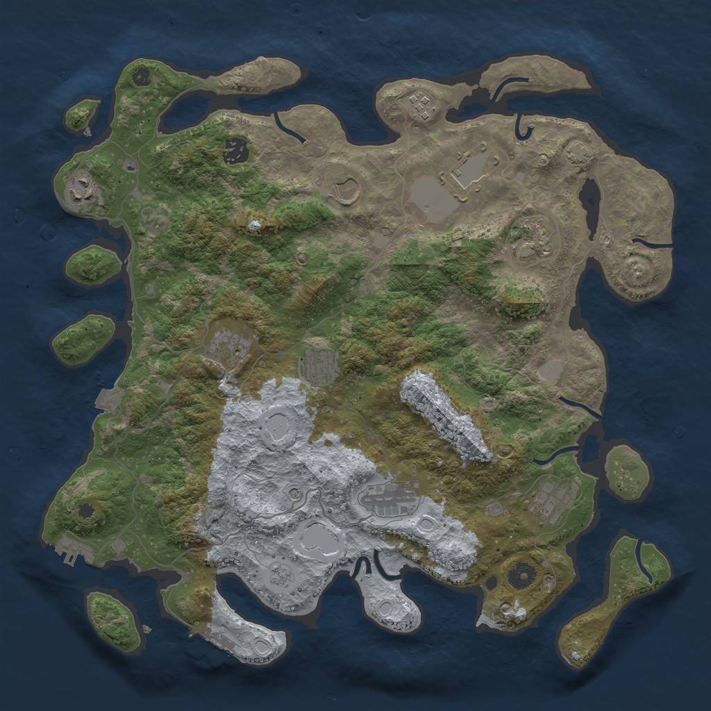 Rust Map: Procedural Map, Size: 3950, Seed: 18957118, 18 Monuments