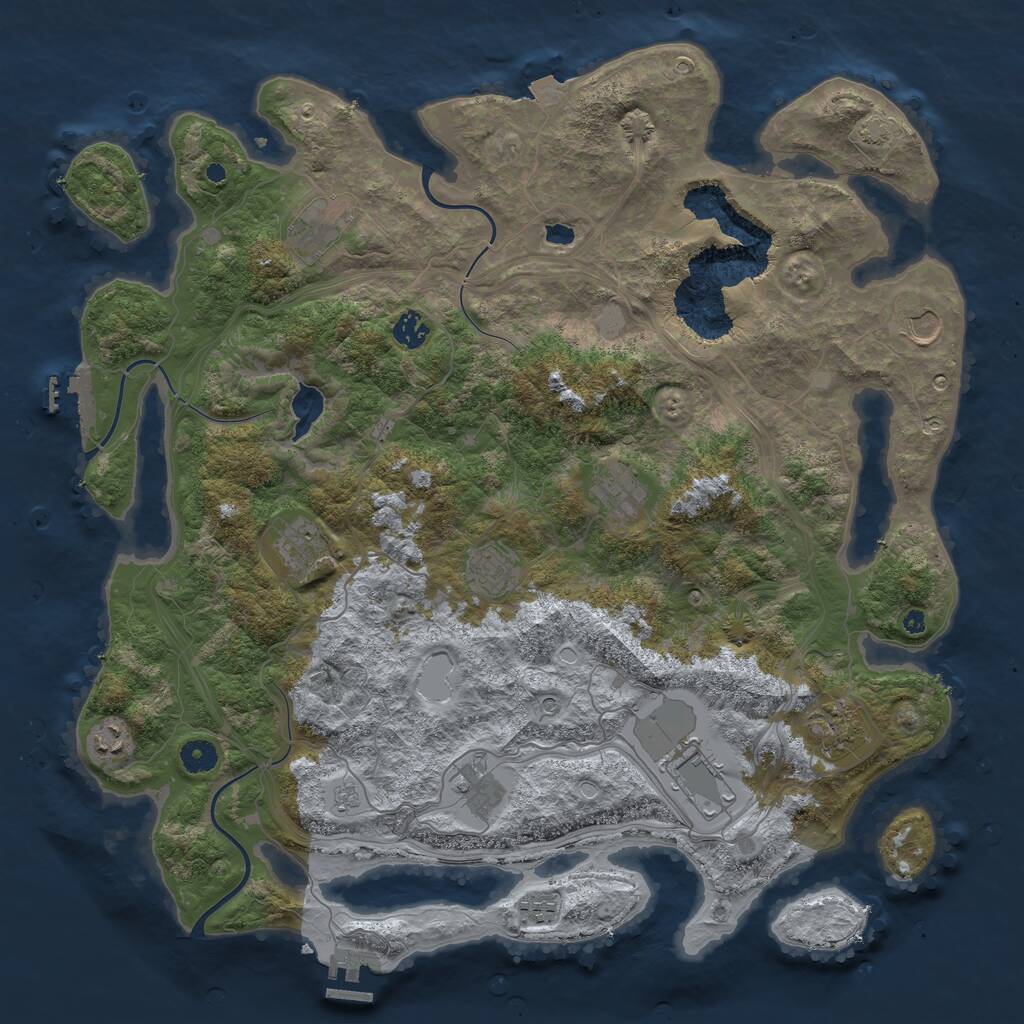 Rust Map: Procedural Map, Size: 4400, Seed: 35992429, 17 Monuments