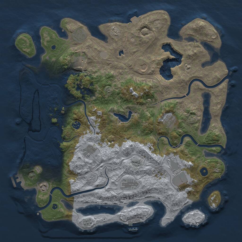 Rust Map: Procedural Map, Size: 4400, Seed: 35992429, 16 Monuments
