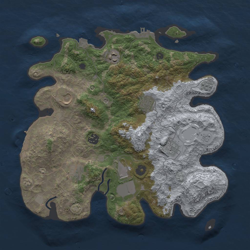 Rust Map: Procedural Map, Size: 3500, Seed: 1328555573, 16 Monuments