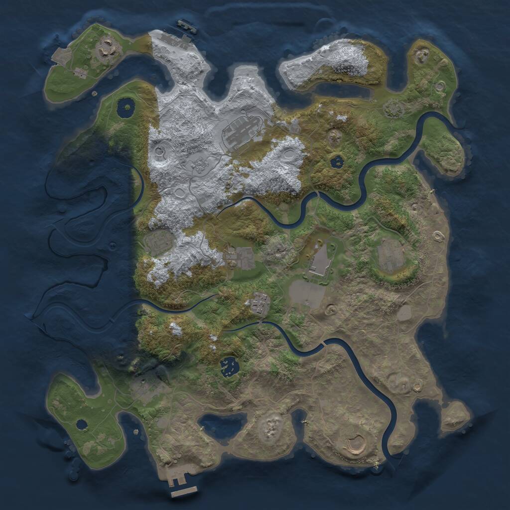 Rust Map: Procedural Map, Size: 3900, Seed: 76907617, 16 Monuments