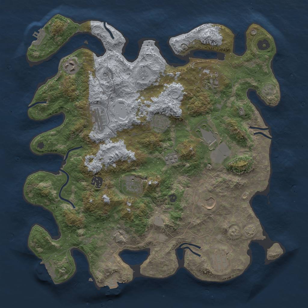 Rust Map: Procedural Map, Size: 3900, Seed: 76907617, 18 Monuments